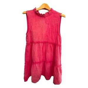 Simply Southern Pink Tiered Sleeveless Dress Ruffle Cottagecore Casual
